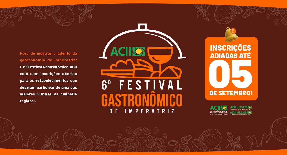 Inscrições para o 6º Festival Gastronômico da Fecoimp são prorrogadas até 5 de setembro