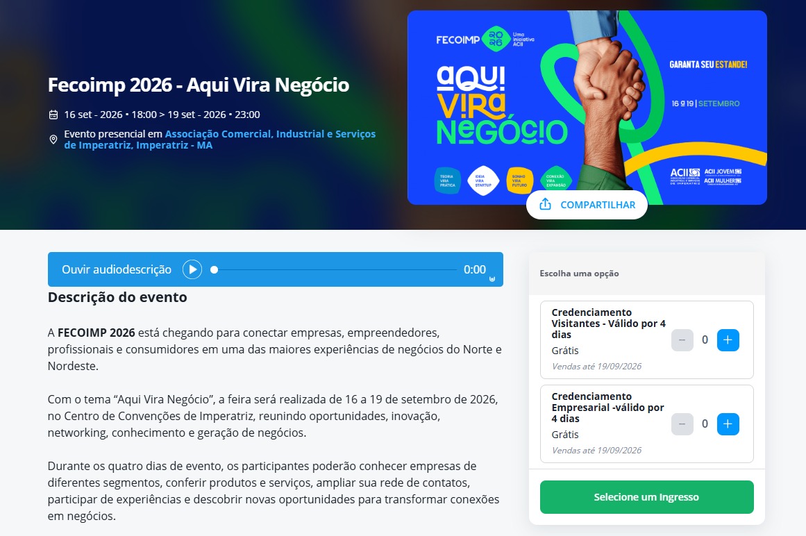 Visitantes já podem garantir entrada gratuita para a Fecoimp 2026