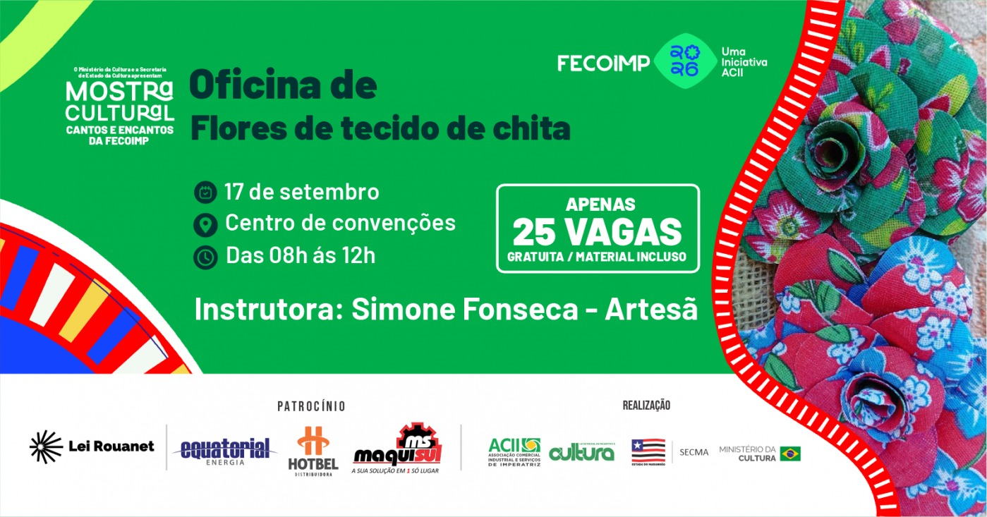 Mostra Cultural Cantos e Encantos da Fecoimp terá oficinas gratuitas de artesanato com técnicas voltadas também à geração de renda